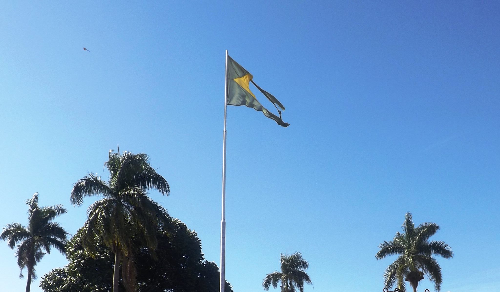 Prefeitura substitui bandeira esfarrapada da Praça Central
