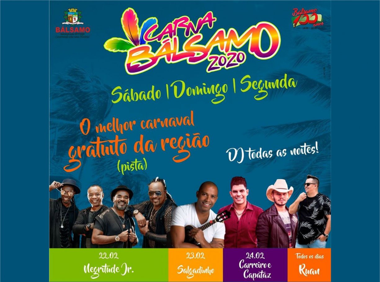 CarnaBálsamo 2020 é anunciado com atrações nacionais e entrada franca
